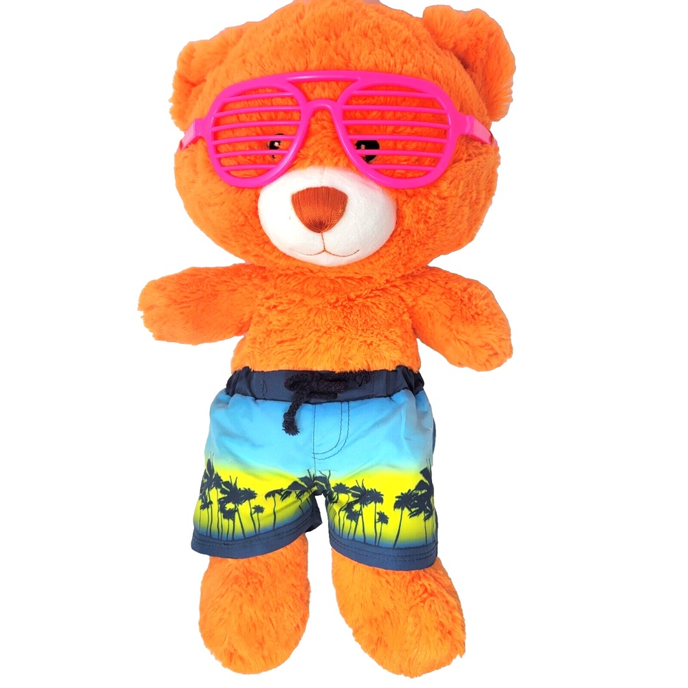 Build-A-Bear Workshop 16in Teddy Bear Plush Surf Board Shorts Shutter Sunglasses